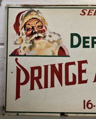 VINTAGE 1947 PRINCE ALBERT TOBACCO ADVERTISING SIGN CHRISTMAS SANTA 2
