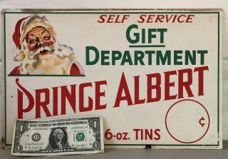 VINTAGE 1947 PRINCE ALBERT TOBACCO ADVERTISING SIGN CHRISTMAS SANTA 8
