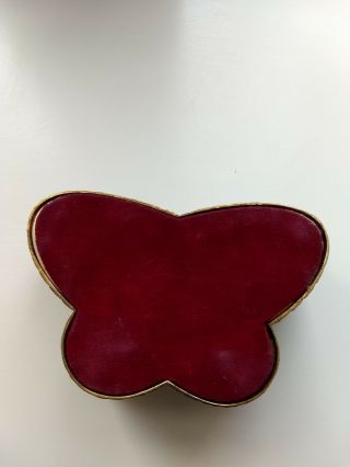 Victorian Filigree Butterfly - shaped Jewelry Case w/Beveled Glass,  red velvet 2