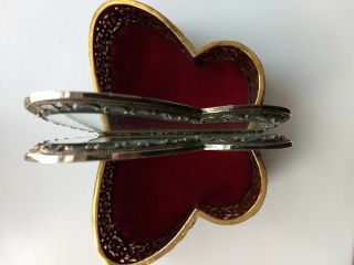 Victorian Filigree Butterfly - shaped Jewelry Case w/Beveled Glass,  red velvet 3