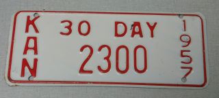 1957 Kansas 30 Day Temporary License Plate