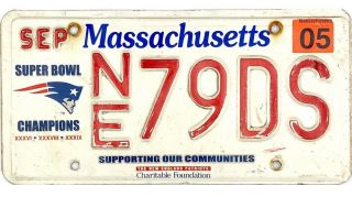 2005 Massachusetts Patriots Champions License Plate 79ds