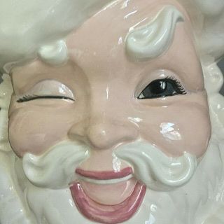 Vintage Large Santa Ceramic Pitcher Smiling With A Wink Of His Eye