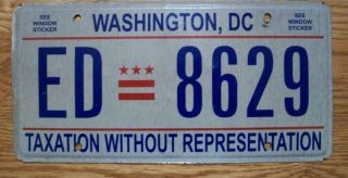 Single Washington Dc / District Of Columbia License Plate - 2002/13 - Ed=8629