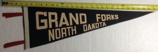 Grand Forks North Dakota Vintage Black On White 1950s Felt Pennant Vg