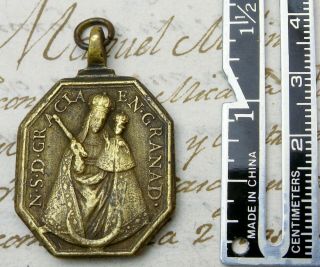 Antique 17th Century Jesus of Nazareth in Bondage & O.  L.  of Granada Bronze Medal 3