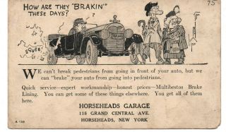 Card Postcard Horseheads Garage / Horseheads Ny York / Automobilia