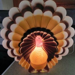 01647 Vintage 1995 Don Featherstone Thanksgiving Turkey Blow Mold LIght Fall 2