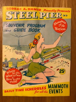Vintage 1949 Atlantic City Steel Pier Guide Book And Program,  Amusement Schedule