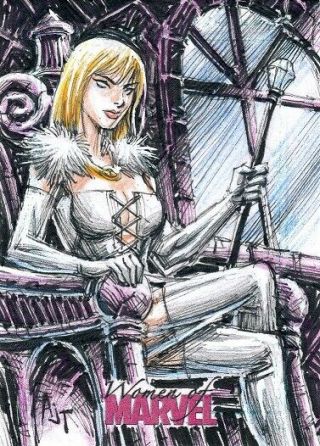 Women Of Marvel 2 Sketch Card X - Men White Queen " Emma Frost " By Anthony Tan