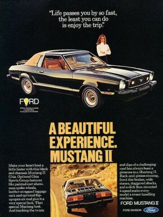 1977 Ford Mustang Ii Ghia Advertisement Print Art Car Ad K77