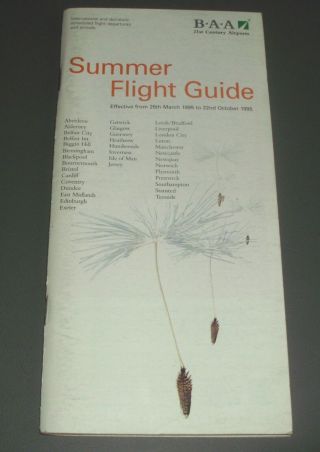 Airport Timetable:baa 1995 Flight Guide.  London Glasgow Gatwick Manchester Luton
