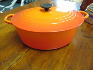 Le Creuset Oval Dutch Oven 31 Flame Orange 6 3/4 Qt Cast Iron Enamel With Lid