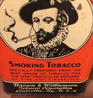 VINTAGE SIR WALTER RALEIGH PIPE & CIGARETTE SMOKING TOBACCO ADVERTISING TIN OLD 4