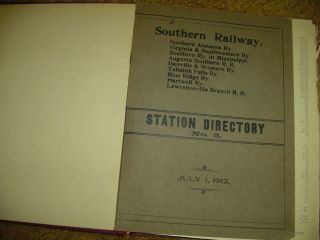 1912 Bound Southern Railway Station Directory 5 - Stations,  Maps,  Officers,