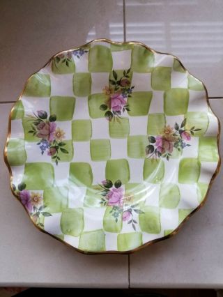 Mackenzie - Childs Honeymoon " Sweet Pea " Ceramic Ruffled Fluted Salad Plates (x 3)