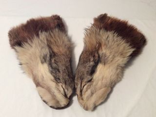 Wolf & Beaver Fur Mittens Hand Made In Bethal Alaska Size Men 