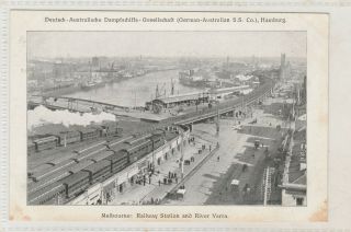Vintage Postcard German - Australian Steamship Co Melbourne Railway Station Victor