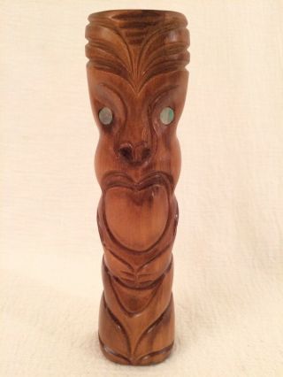 Vintage Hand Carved Wood Tiki God Sculpture 6.  25 " Timber Kauri Zealand