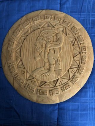 Calendario Maya Hand Carved Wood Decorative Wall Plaque