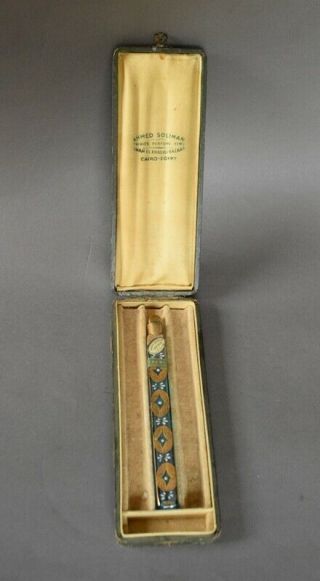 1920s Ahmed Soliman 7 " Blue & Gold Enamelled Czech Perfume Bottle