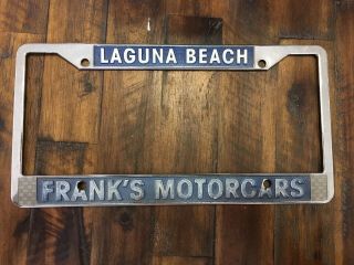Vintage California Chrome License Plate Frame Laguna Beach Frank’s Motor Cars