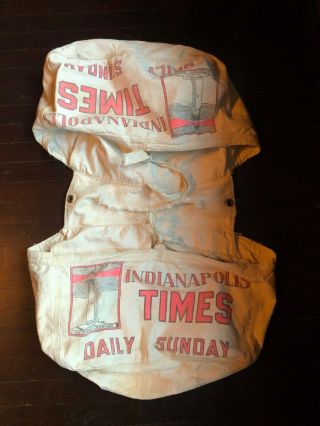 Vintage Indianapolis Times Paperboy Delivery Double Bike Bag