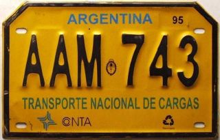 Obsolete Argentina License Plate Tag