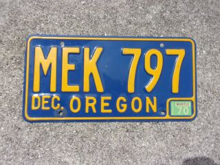 Oregon 1970 License Plate Mek 797