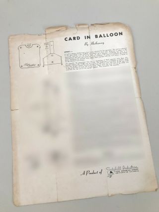 Vintage Hathaway Card in Balloon Sedghill Industries Magic Trick 7