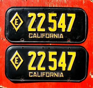 1951 California Pair Diamond E 22547 License Plates