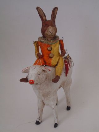 Debbie Thibault Bunny Rabbit Riding Sheep Stamped 61/2500 With Artist Name