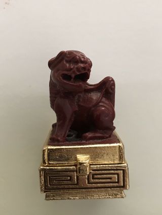 Estee Lauder Cinnabar Solid Perfume Compact Imperial Fu Lion