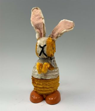 Antique German Papier Mache & Pipe Cleaner Rabbit Candy Container W/ Eggs