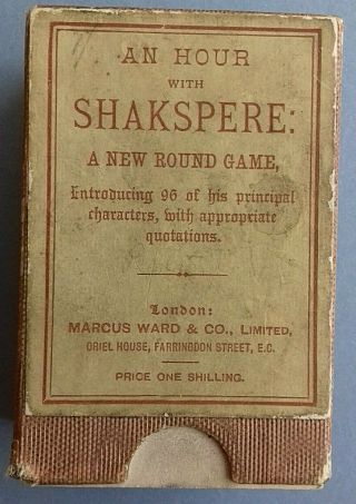Antique Playing Card Game Very Rare Marcus Ward Shakespeare 96 Cards 1860 - 70
