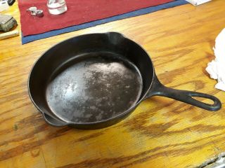 Erie Cast Iron No.  8 Pre Griswold Skillet.  10 1/2 " With Heat Ring.  " Flat "
