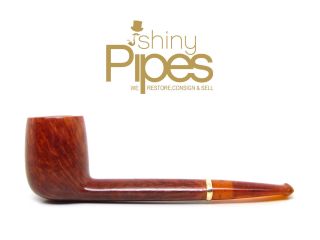 Savinelli Punto Oro Smooth 18k Gold Band And Real Amber Stem Estate Pipe - G81