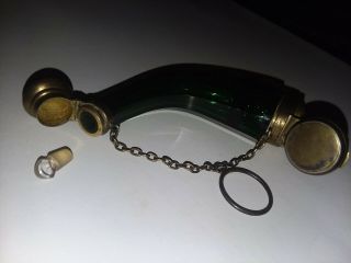 Antique Victorianpowder/purfume Bottle/green Glass