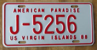 Us Virgin Islands - St Johns - Caribbean Island License Plate 1988 J - 5256