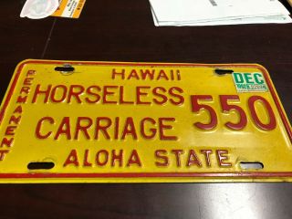 Hawaii Horseless Carriage License Plate 550 Hard To Find Plate 1970 