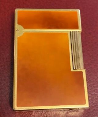 S T Dupont Ligne 2 Lighter - Brown Laque De Chine With Gold Plated Trim