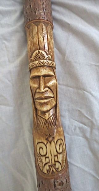 CHIEF ' s STAFF,  STAND UP PADDLER,  carved turtle,  chief head Hugga Dana Penobscot 2