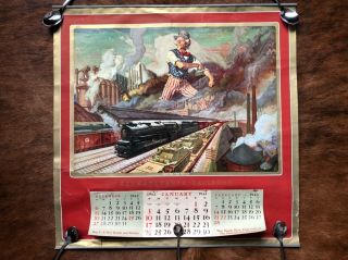 1943 Pennsylvania Railroad Calendar - Ww2 - Dean Cornwell Propoganda Prr Poster