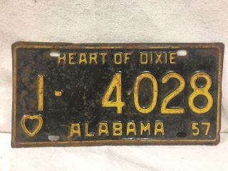 Vintage 1957 Alabama License Plate