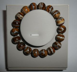 Fossil Woolly Mammoth Tooth！handmade 12mm Round Bead Elastic Band Bracelet