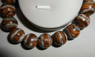 Fossil Woolly Mammoth TOOTH！handmade 12mm ROUND BEAD ELASTIC BAND BRACELET 4