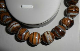 Fossil Woolly Mammoth TOOTH！handmade 12mm ROUND BEAD ELASTIC BAND BRACELET 5