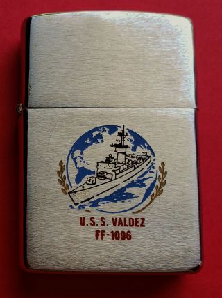1982 Zippo Uss Valdez Ff - 1096 Destroyer Escort Cigarette Lighter