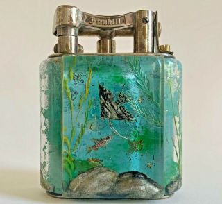 Dunhill Aquarium Petrol Lighter By Ben Shillingford Service Size Mid - Century