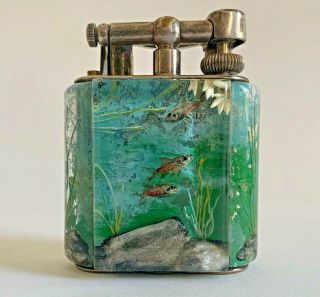 Dunhill Aquarium Petrol Lighter by Ben Shillingford Service Size Mid - Century 3